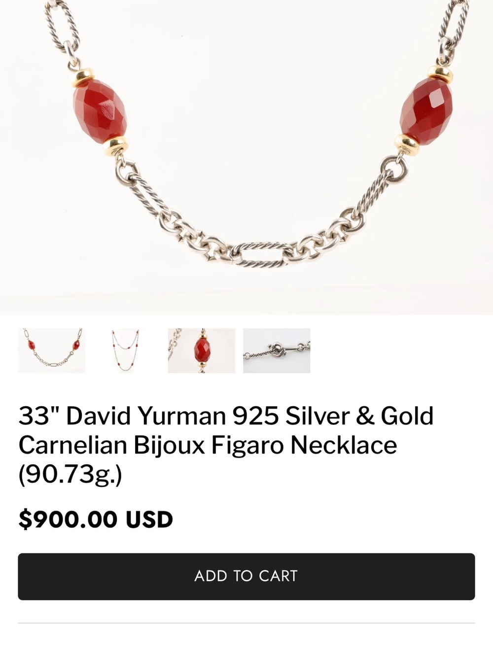 David Yurman Figaro Collection ~Sterling w/gold &Caramel Agate Beads- Estate